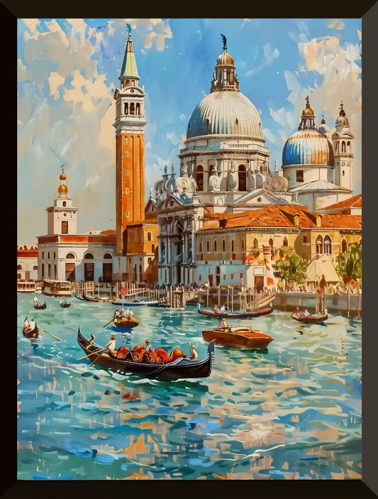 Canal veneciano con pintura de gondolas