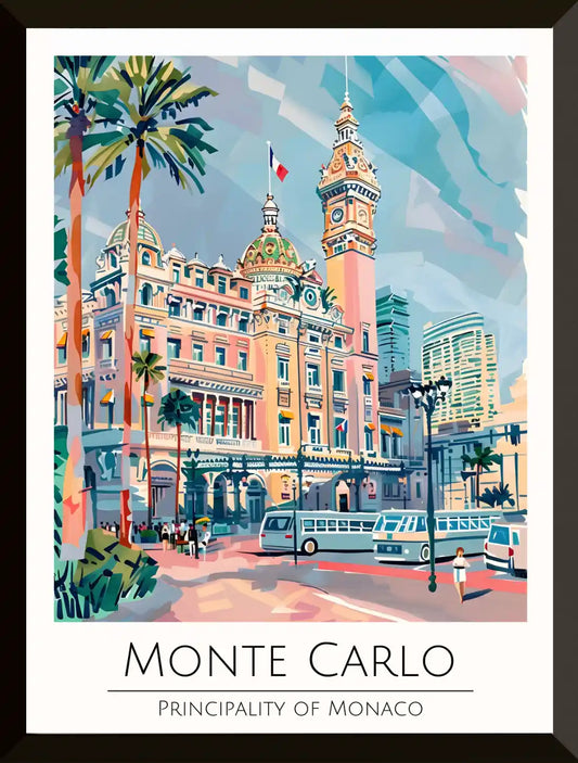 Cartel de ilustracion arquitectonica de Montecarlo