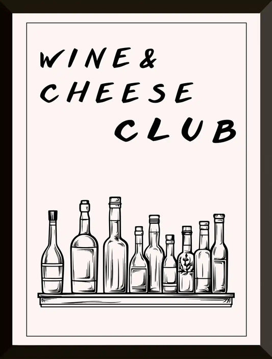 Cartel del club de vino y queso