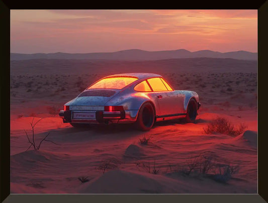 Coche en el desierto al atardecer 1