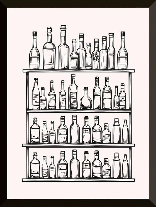 Estantes con varias botellas de ilustracion