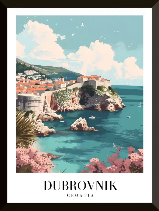 Ilustracion costera de Dubrovnik Croacia