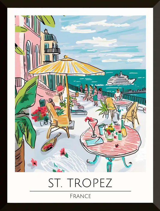 Ilustracion costera de St Tropez