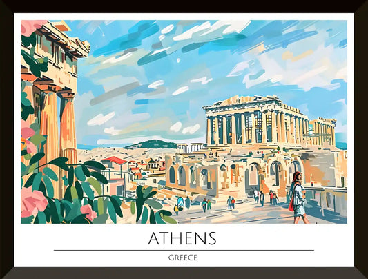 Ilustracion de Atenas con el Partenon