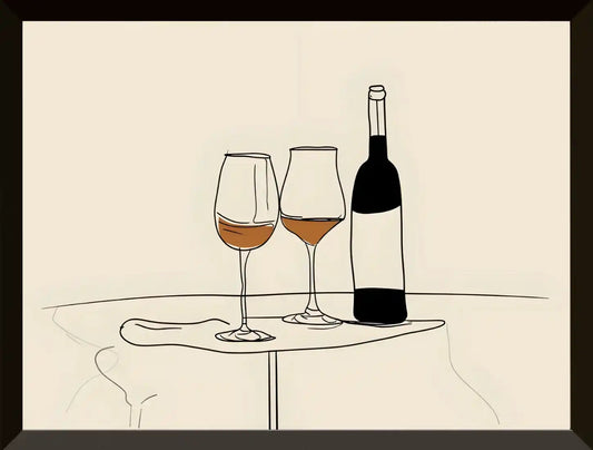 Ilustracion de botella y copas de vino