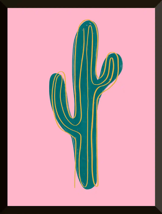 Ilustracion de cactus sobre fondo rosa