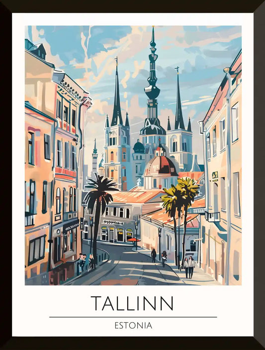 Ilustracion de calles y edificios de tallin