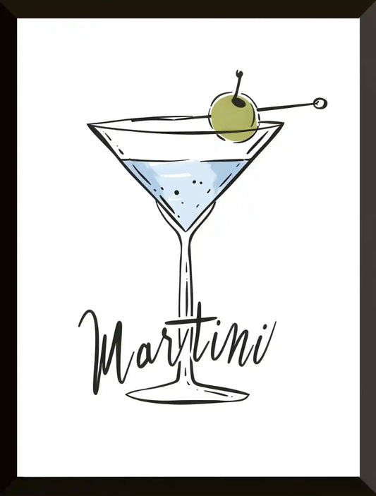 Ilustracion de martini con aceituna