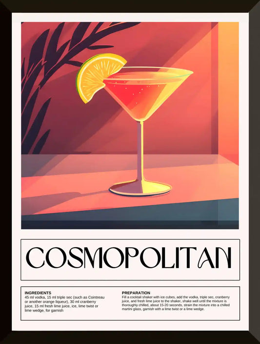 Ilustracion de receta de coctel cosmopolita 3