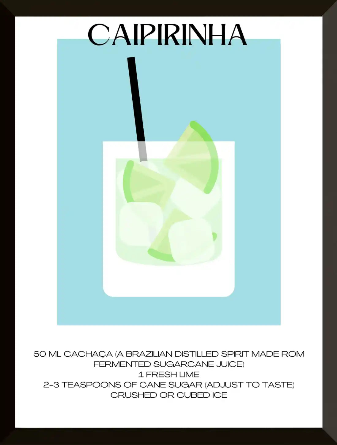 Ilustracion de receta de coctel de caipirinha