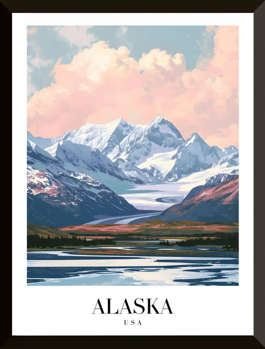 Ilustracion del paisaje de montana de alaska