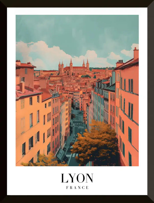 Ilustracion del paisaje urbano de Lyon Francia