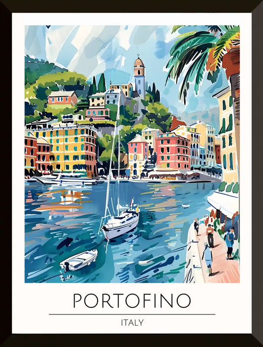 Ilustracion del puerto de Portofino Italia