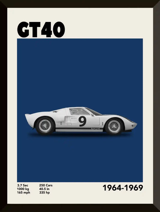 Ilustracion y especificaciones del coche GT40