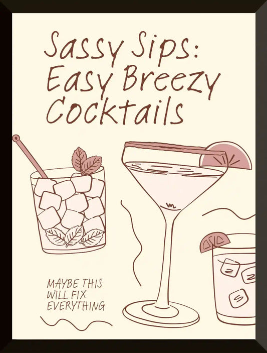 Ilustraciones y texto de cocteles