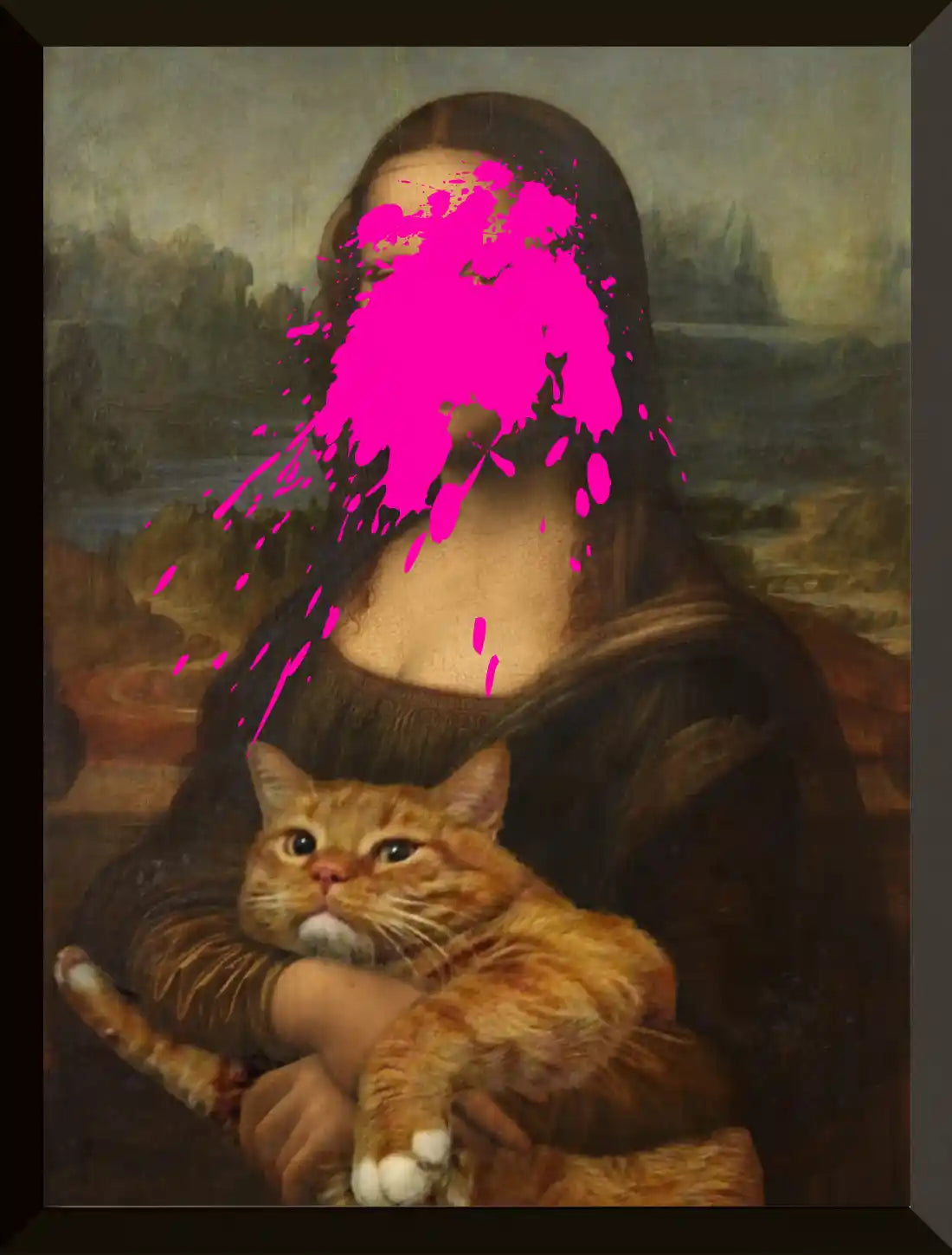 Mona Lisa con pintura rosa