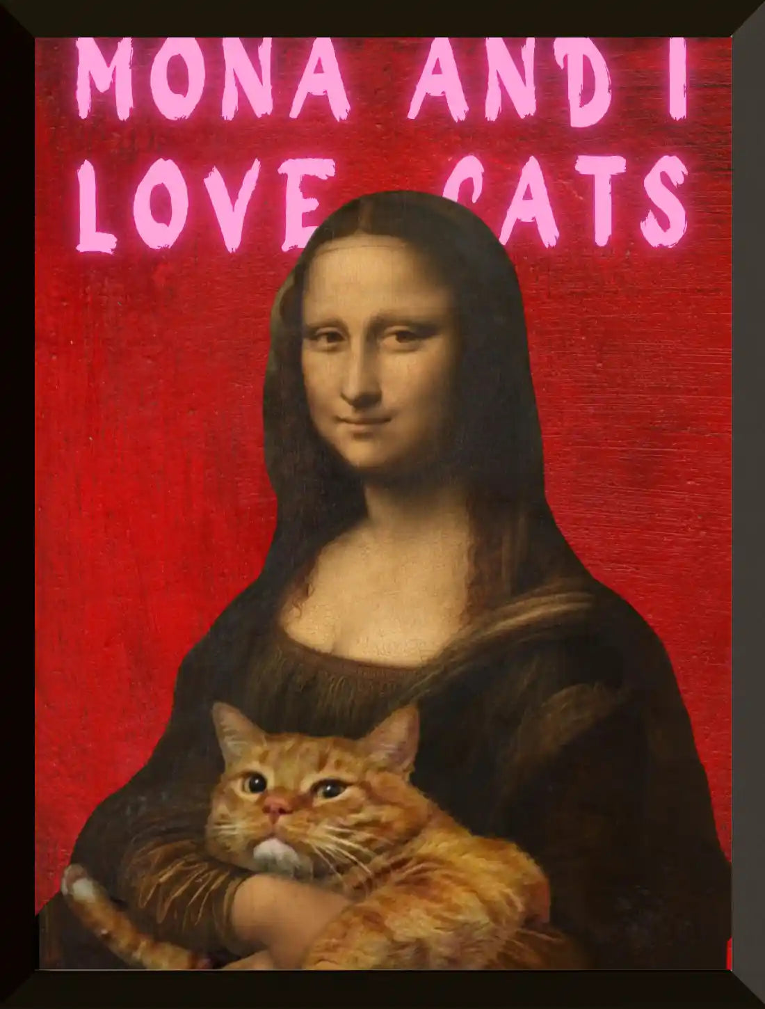 Mona Lisa sosteniendo un gato