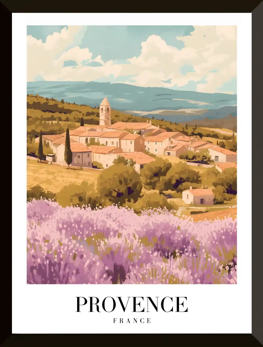 Paisaje provenzal con campos de lavanda