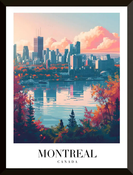 Paisaje urbano de Montreal con follaje otonal