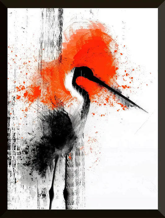 Pajaro abstracto con fondo naranja