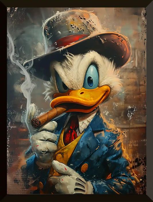 Personaje de pato con sombrero de cigarro