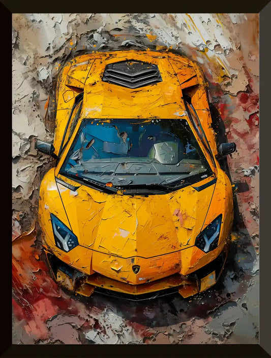 Pintura de coche deportivo amarillo