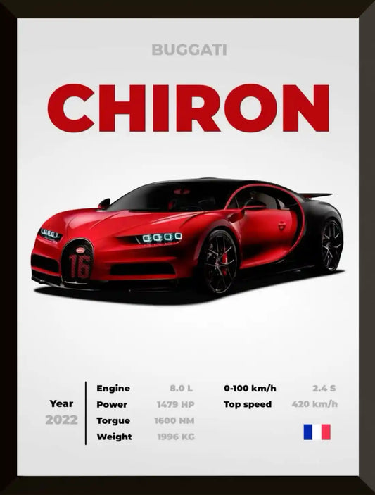 Poster de especificaciones del Bugatti Chiron