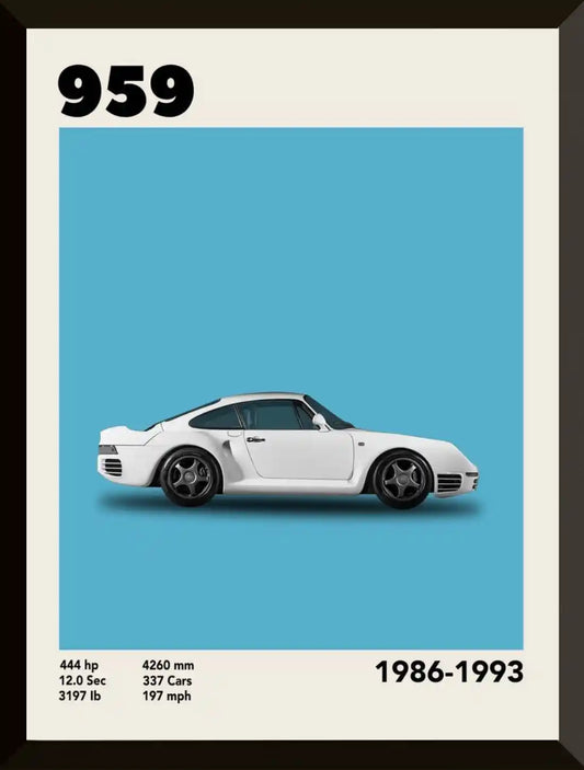 Poster de especificaciones del Porsche 959