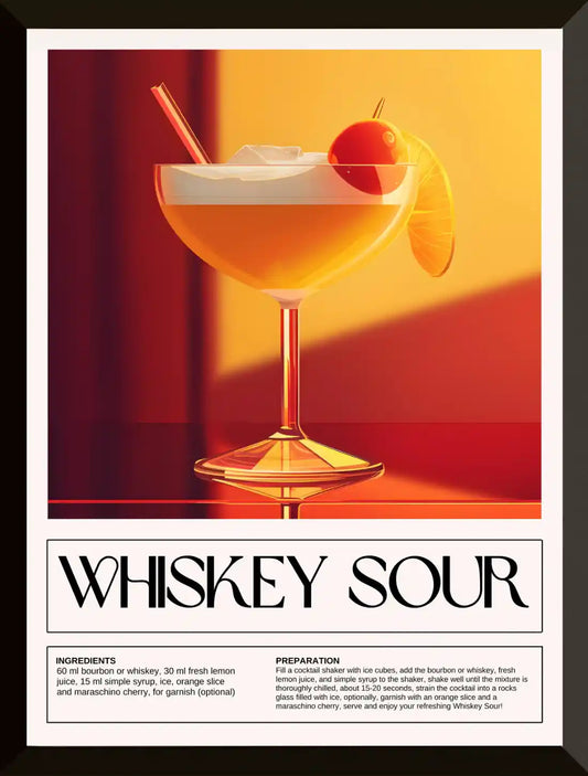 Poster de recetas de cocteles Whisky Sour