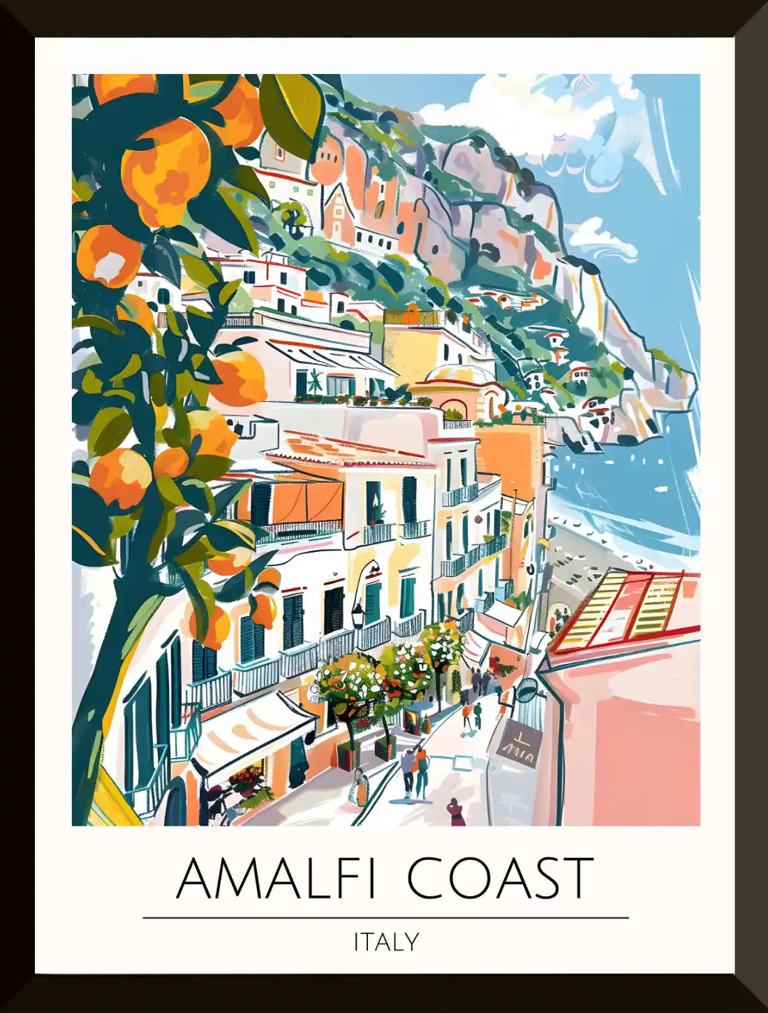 Poster ilustrado de la costa de Amalfi