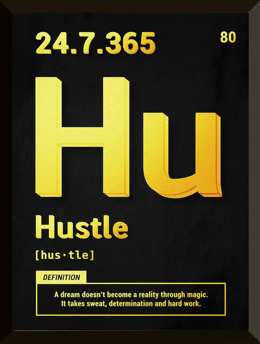 Poster motivacional Hustle estilo tabla periodica