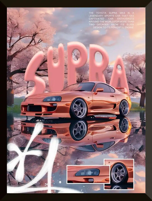 Toyota Supra con flores de cerezo