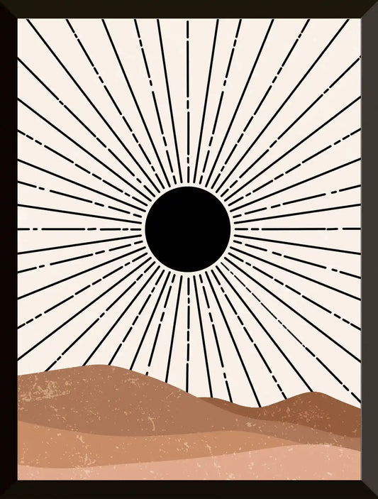 ilustracion abstracta del sol y el desierto