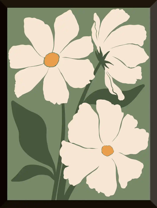 ilustracion de tres flores blancas